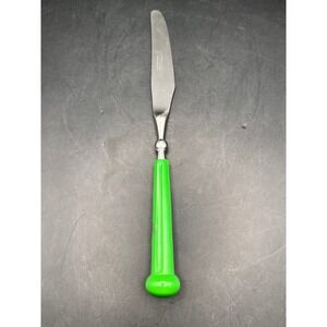 Vtg Oxford Hall Stainless Flatware Green Handle MCM Japan 1973‎ Knife